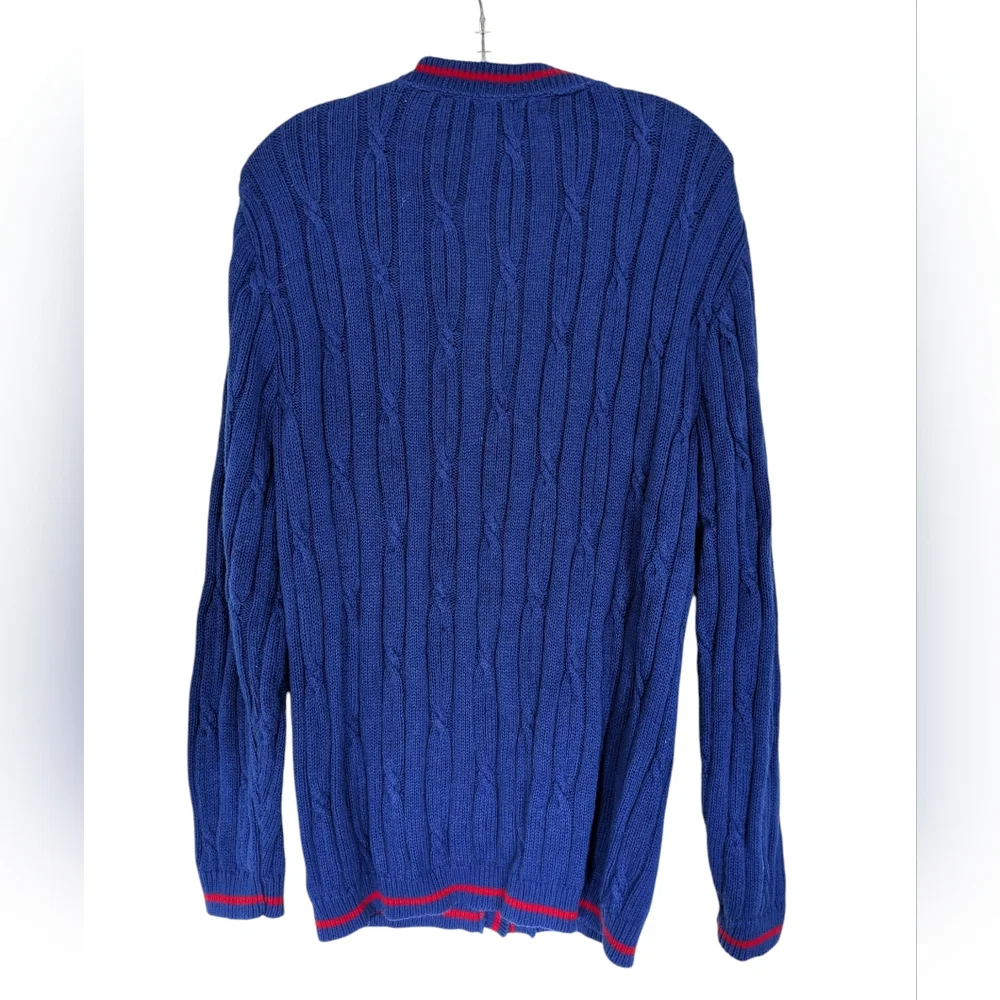 Vtg Pendleton Blue Cardigan Sweater Gold  Button Front Cable Knit Small V Neck S